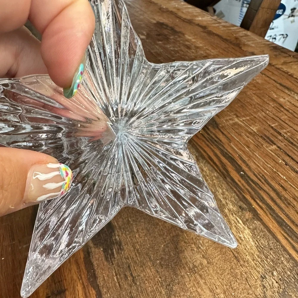Vintage Pressed Light pink glass Star Shaped votive Candle holders Set of 2